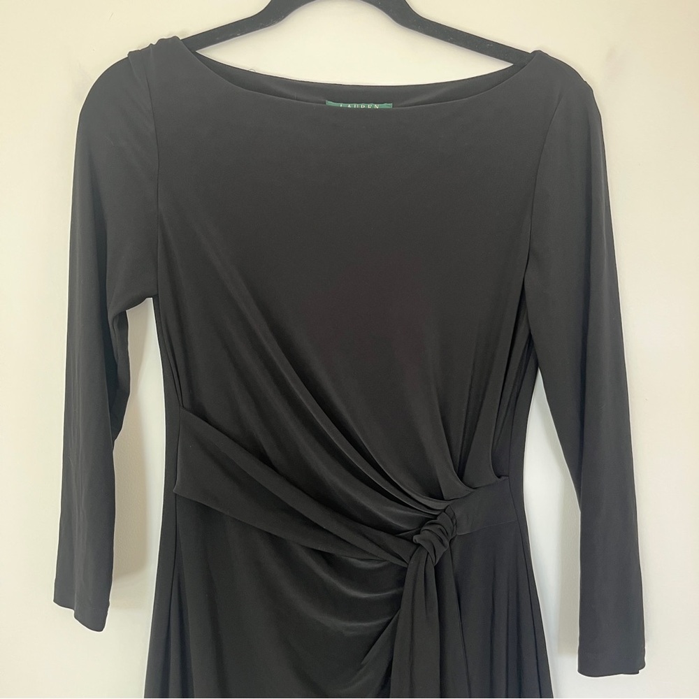 Ralph Lauren Tie Waist Ruched LBD 4 EUC Classic Tailored Office